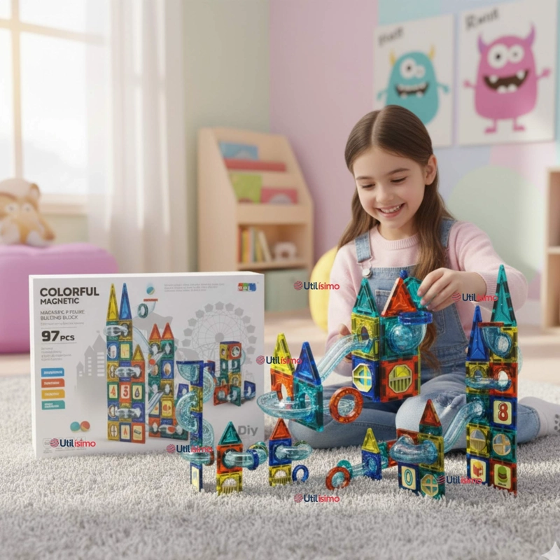 JUEGO BLOQUES DE CONSTRUCCION MAGNE TICOS 3D 97 PIEZAS PARA NIÑO O NIÑA - 1