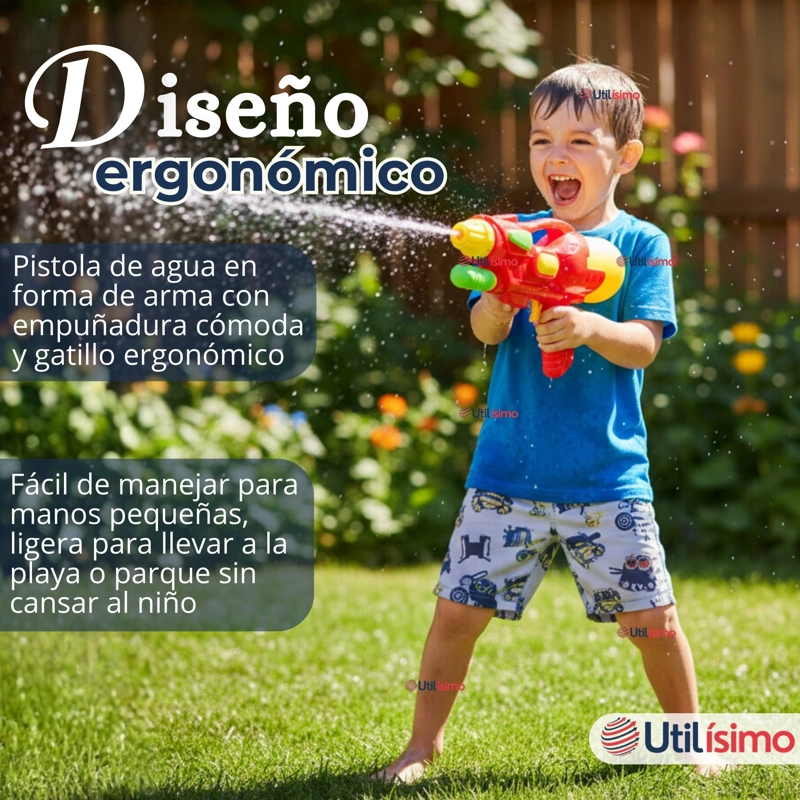 PISTOLA DE AGUA 300ML 32CM COLORES SURTIDOS JUGUETE LANZA AGUA NIÑO NIÑA - 6