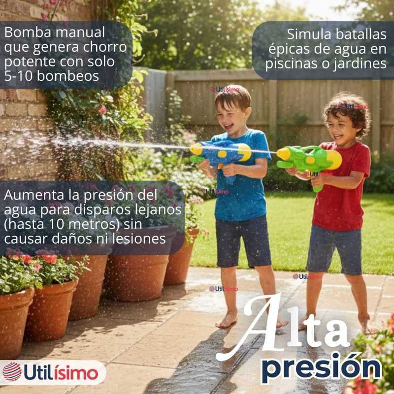 PISTOLA DE AGUA 300ML 32CM COLORES SURTIDOS JUGUETE LANZA AGUA NIÑO NIÑA - 7