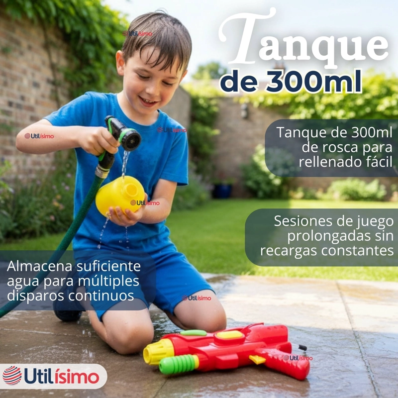 PISTOLA DE AGUA 300ML 32CM COLORES SURTIDOS JUGUETE LANZA AGUA NIÑO NIÑA - 9