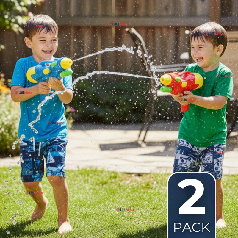 PACK 2 PISTOLAS DE AGUA 300ML 32CM COLORES SURTIDOS JUGUETE LANZA AGUA NIÑO NIÑA - 1