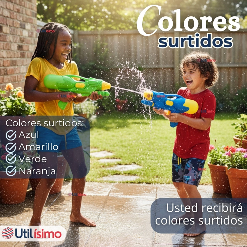 PACK 2 PISTOLAS DE AGUA 300ML 32CM COLORES SURTIDOS JUGUETE LANZA AGUA NIÑO NIÑA - 4