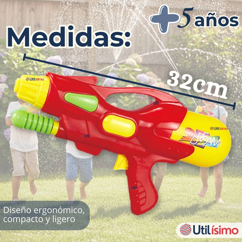 PACK 2 PISTOLAS DE AGUA 300ML 32CM COLORES SURTIDOS JUGUETE LANZA AGUA NIÑO NIÑA - 7