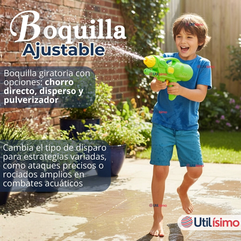 PISTOLA DE AGUA 300ML 32CM COLORES SURTIDOS JUGUETE LANZA AGUA NIÑO NIÑA - 11