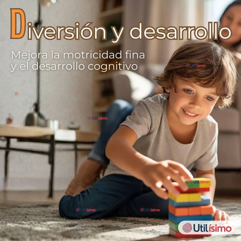 JENGA JUEGO DE MESA 48 PIEZAS MULTICOLOR MADERA ORIGINAL - 4