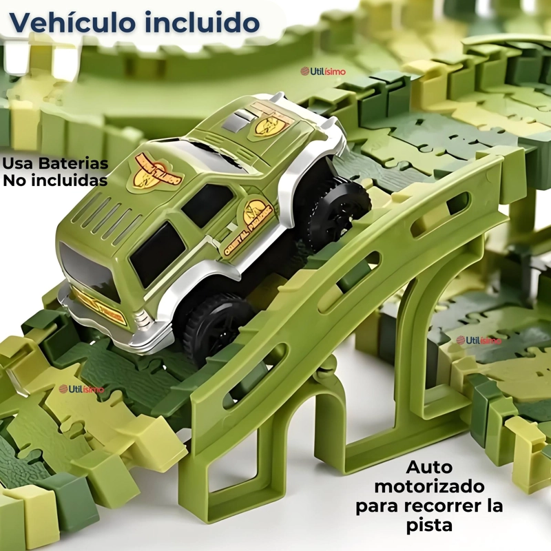 PISTA CARRERAS DE AUTO JUGUETE FLEXIBLE DINOSAURIO 120 PIEZAS NIÑOS - 9
