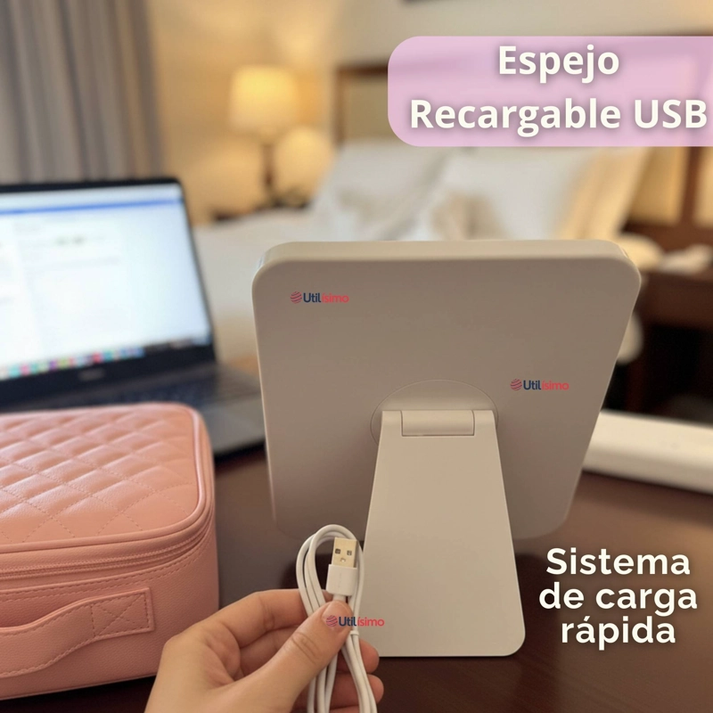 ESTUCHE MAQUILLAJE BOLSO COSMETIQUERO ESPEJO CON LUZ LED ORGANIZADOR - 2