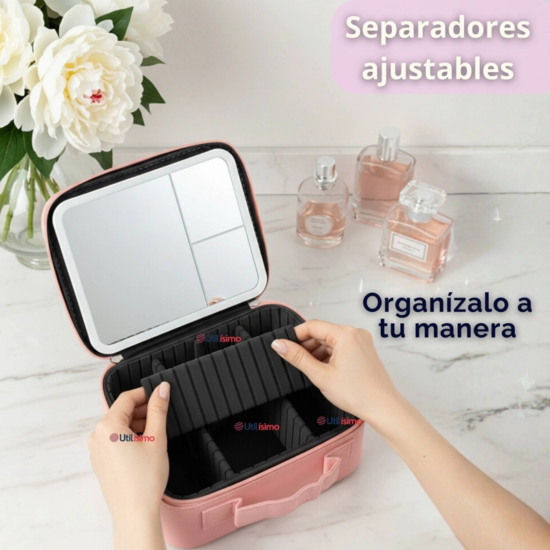 ESTUCHE MAQUILLAJE BOLSO COSMETIQUERO ESPEJO CON LUZ LED ORGANIZADOR - 8