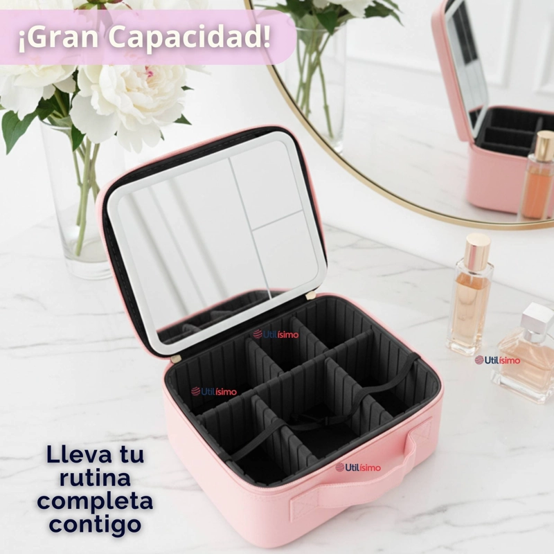 ESTUCHE MAQUILLAJE BOLSO COSMETIQUERO ESPEJO CON LUZ LED ORGANIZADOR - 9