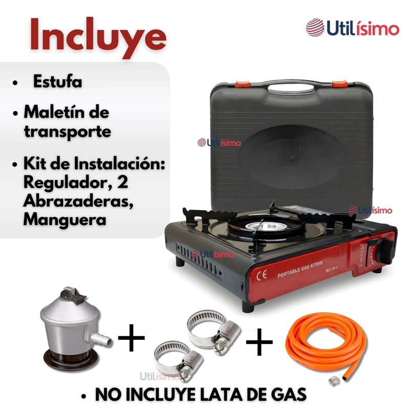 COCINA PORTATIL COCINILLA CAMPING + KIT DE INSTALACION - 4
