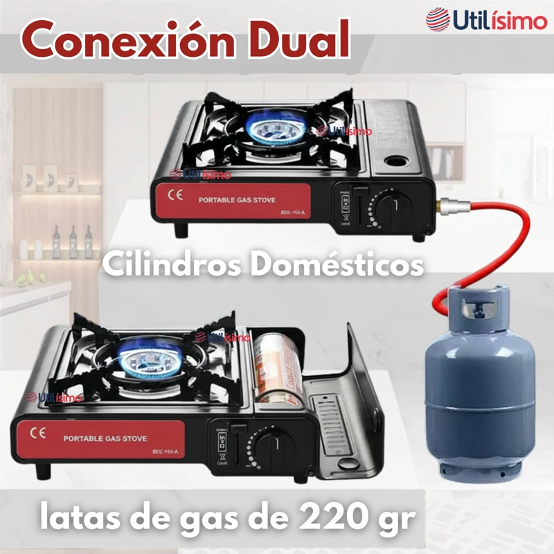 COCINA PORTATIL COCINILLA CAMPING + KIT DE INSTALACION Y LATA DE GAS - 6