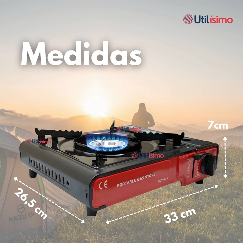 COCINA PORTATIL COCINILLA CAMPING + KIT DE INSTALACION Y LATA DE GAS - 7