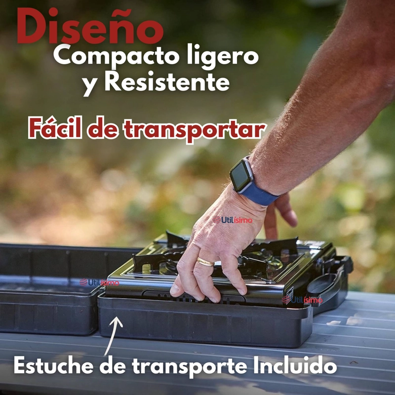 COCINA PORTATIL COCINILLA CAMPING + KIT DE INSTALACION Y LATA DE GAS - 8
