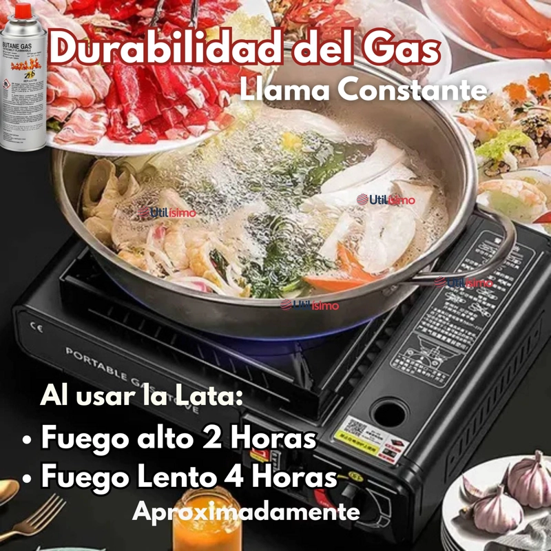 COCINA PORTATIL COCINILLA CAMPING + KIT DE INSTALACION Y LATA DE GAS - 9