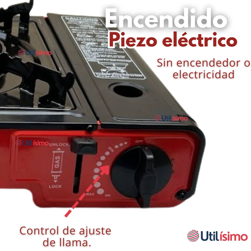COCINA PORTATIL COCINILLA CAMPING + KIT DE INSTALACION Y LATA DE GAS - 11