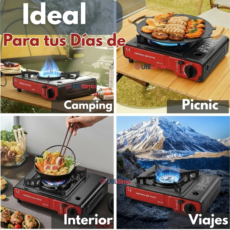 COCINA PORTATIL COCINILLA CAMPING + KIT INSTALACION + SARTE N + LATA - 2