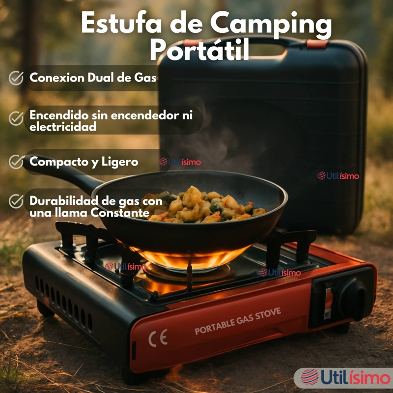 COCINA PORTATIL COCINILLA CAMPING + KIT INSTALACION + SARTE N + LATA - 6