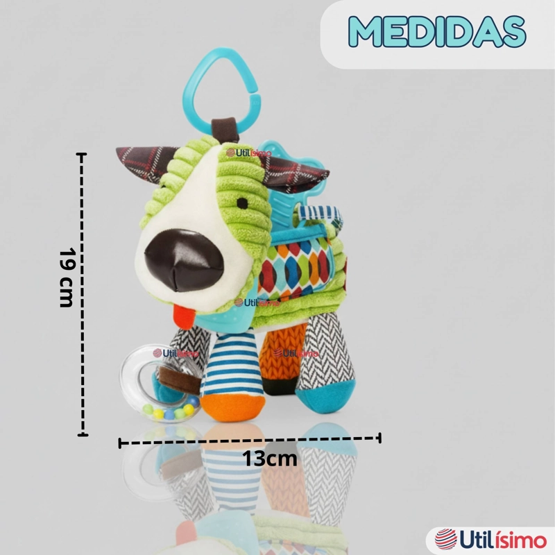 JUGUETE PELUCHE ANIMALES SENSORIAL CON MORDEDOR Y SONAJERO DISEÑO PERRITO NIÑA Y NIÑO - 5