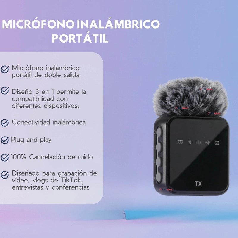 PACK 2 MICROFONOS INALAMBRICO 3 EN 1 PARA CELULAR IPHONE ANDROID PROFESIONAL LAVALIER - 5