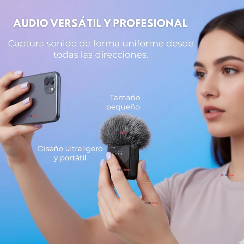 PACK 2 MICROFONOS INALAMBRICO 3 EN 1 PARA CELULAR IPHONE ANDROID PROFESIONAL LAVALIER - 7