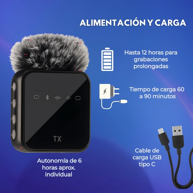 PACK 2 MICROFONOS INALAMBRICO 3 EN 1 PARA CELULAR IPHONE ANDROID PROFESIONAL LAVALIER - 8