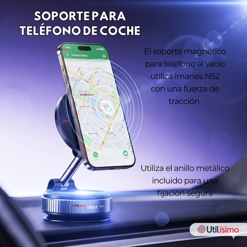SOPORTE DE AUTO CELULAR MAGNE TICO IPHONE ANDROID NEGRO - 3