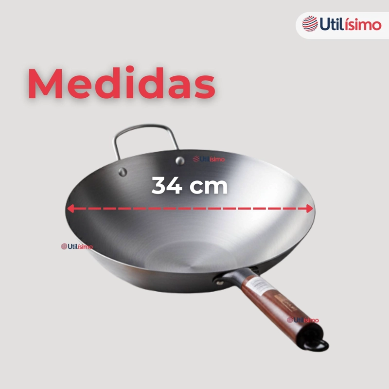 SARTE N WOK DE HIERRO CONCAVO CON MANGO 34CM PLATEADO - 5