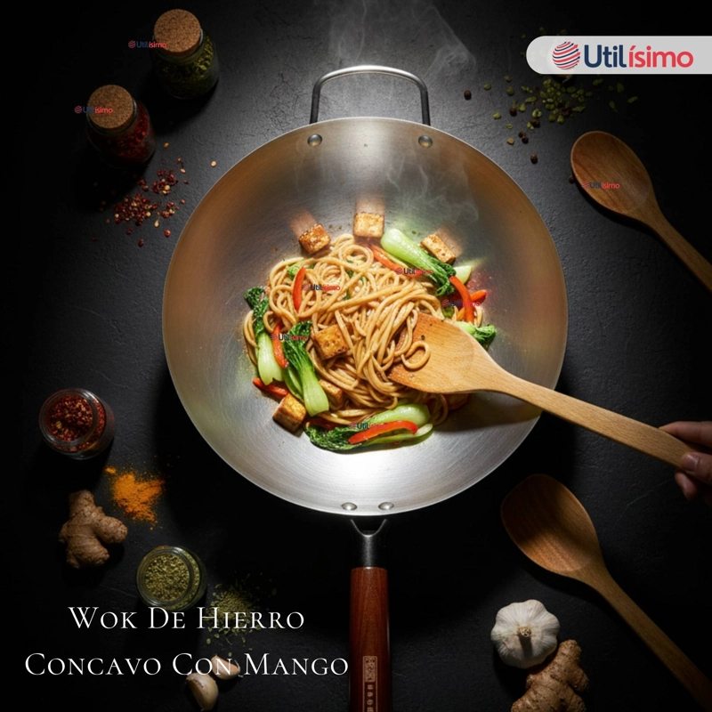 SARTE N WOK DE HIERRO CONCAVO CON MANGO 34CM PLATEADO - 10