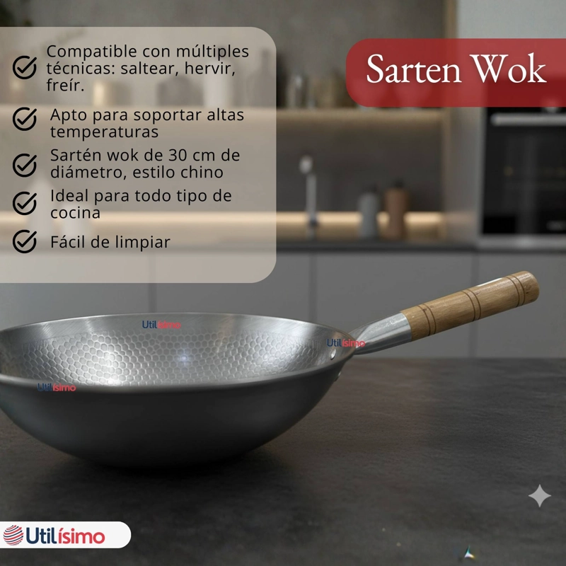 SARTE N WOK TRADICIONAL CHINO DE 37CM ACERO AL CARBONO - 2