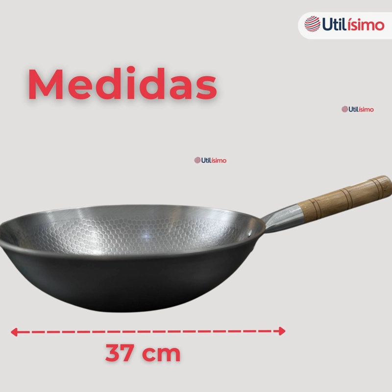 SARTE N WOK TRADICIONAL CHINO DE 37CM ACERO AL CARBONO - 4