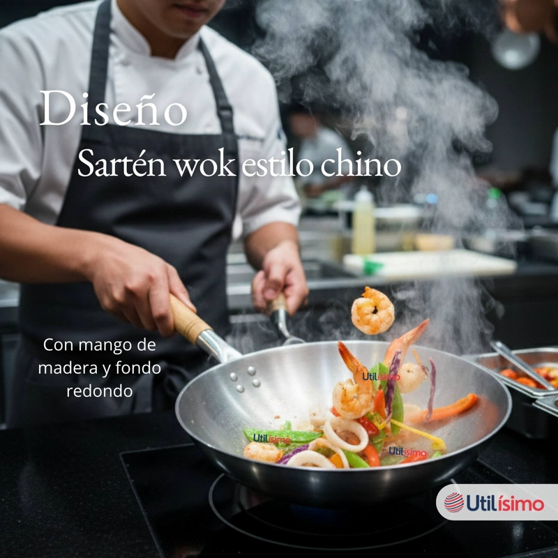 SARTE N WOK TRADICIONAL CHINO DE 37CM ACERO AL CARBONO - 5