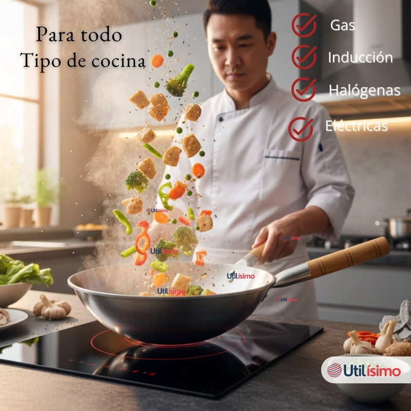 SARTE N WOK TRADICIONAL CHINO DE 37CM ACERO AL CARBONO - 7