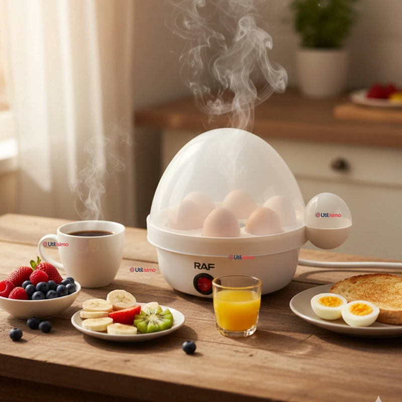 MAQUINA HERVIDOR COCEDOR HUEVOS VAPOR ELE CTRICO 350W RAF COLOR BLANC - 1