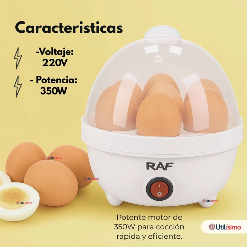 MAQUINA HERVIDOR COCEDOR HUEVOS VAPOR ELE CTRICO 350W RAF COLOR BLANC - 6