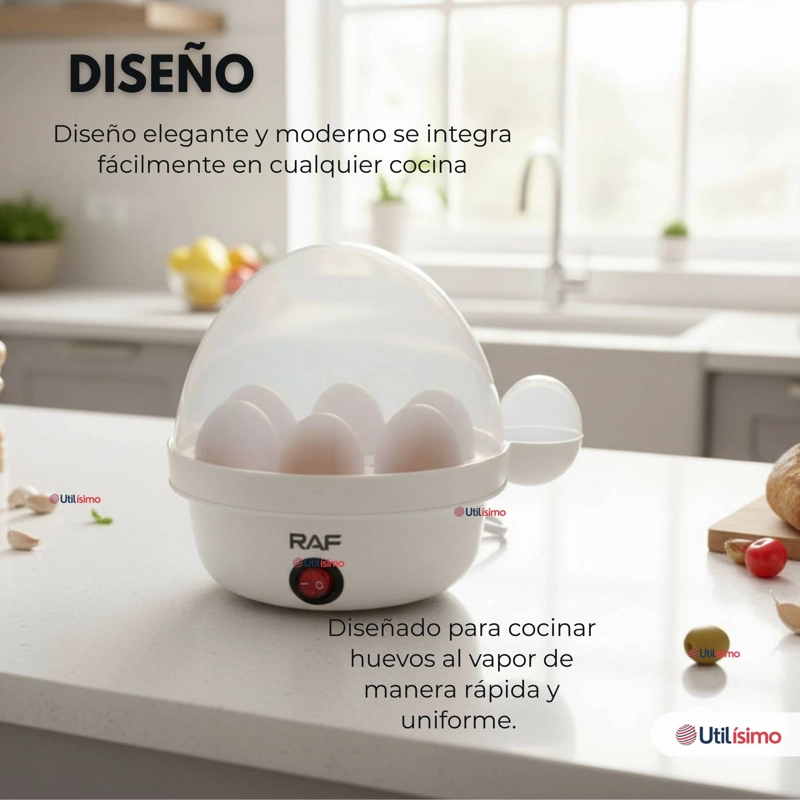 MAQUINA HERVIDOR COCEDOR HUEVOS VAPOR ELE CTRICO 350W RAF COLOR BLANC - 7