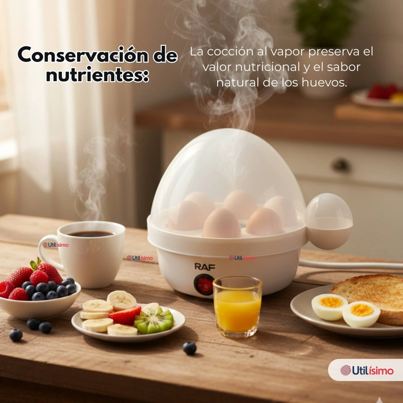MAQUINA HERVIDOR COCEDOR HUEVOS VAPOR ELE CTRICO 350W RAF COLOR BLANC - 9