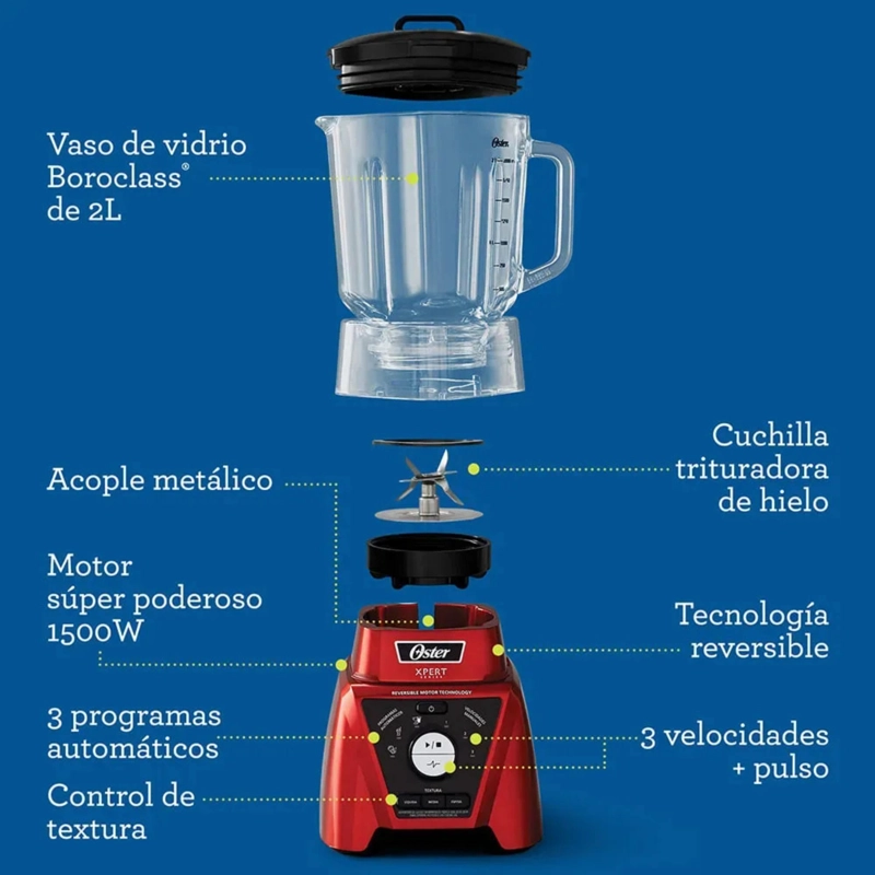 LICUADORA XPERT SERIES™ ROJA CON CONTROL DE TEXTURA Y UN BLEND N GO BLST3BRPG - 3