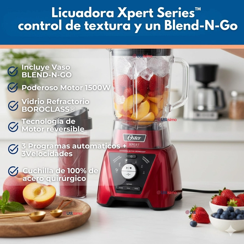 LICUADORA XPERT SERIES™ ROJA CON CONTROL DE TEXTURA Y UN BLEND N GO BLST3BRPG - 6
