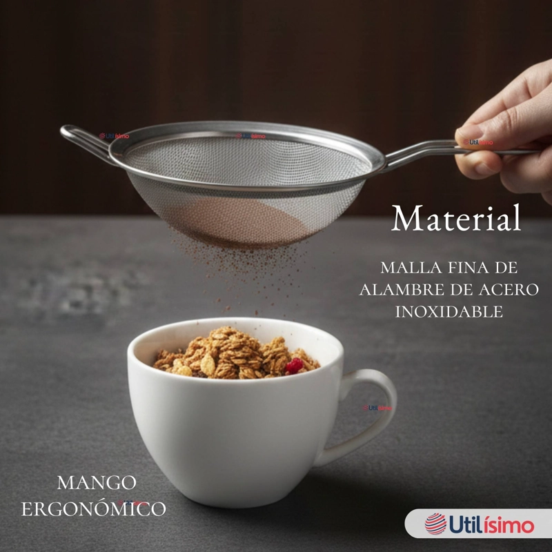 COLADOR MULTIUSO 12CM ACERO INOXIDABLE REPOSTERIA COCINA - 3