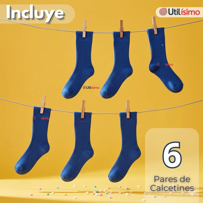 PACK 6 CALCETINES ESCOLARES CORTO BAMBU AZUL NIÑOS Y JUVENIL - 6