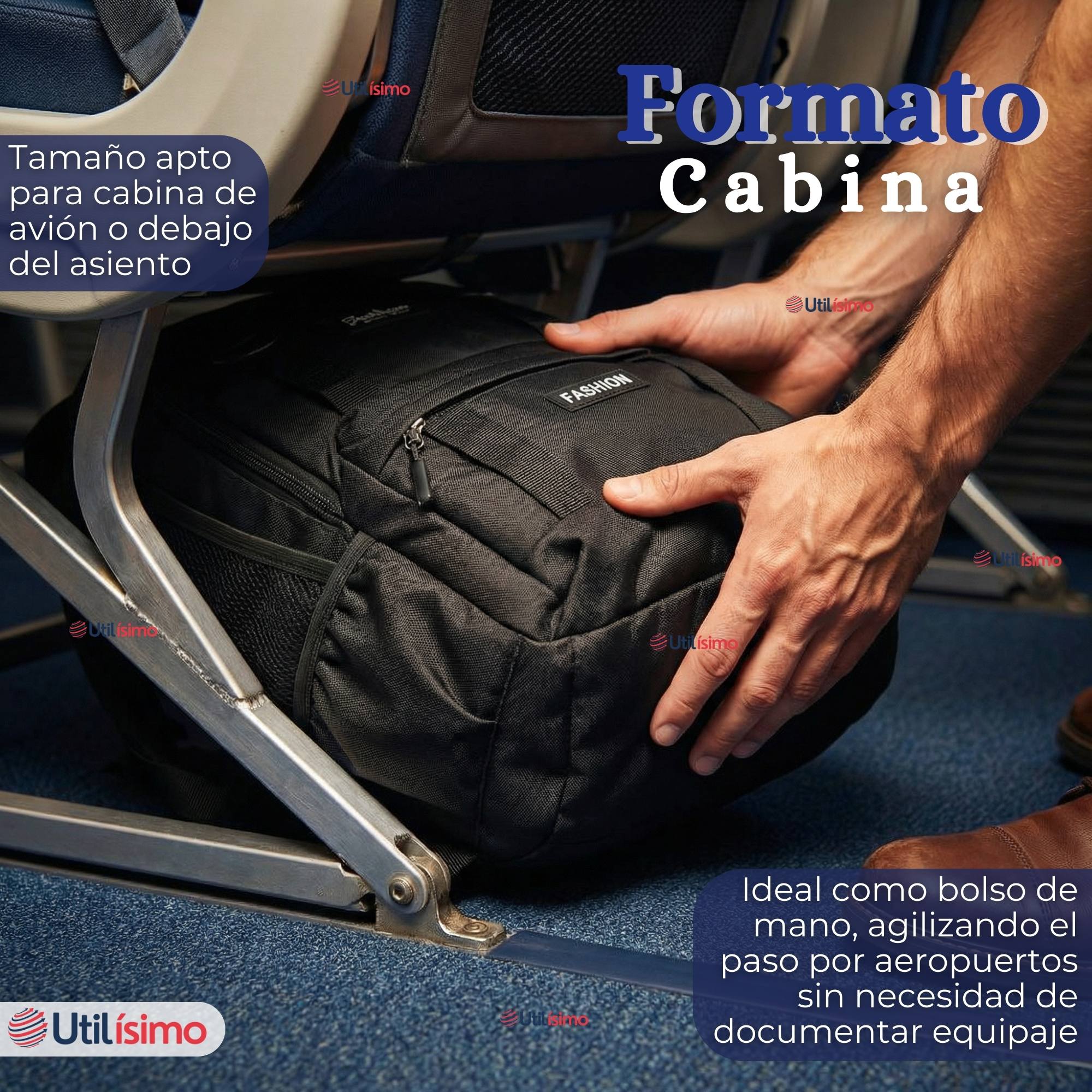 MOCHILA VIAJERA CABINA IMPERMEABLE RESISTENTE 44CM NEGRO 20L - 6