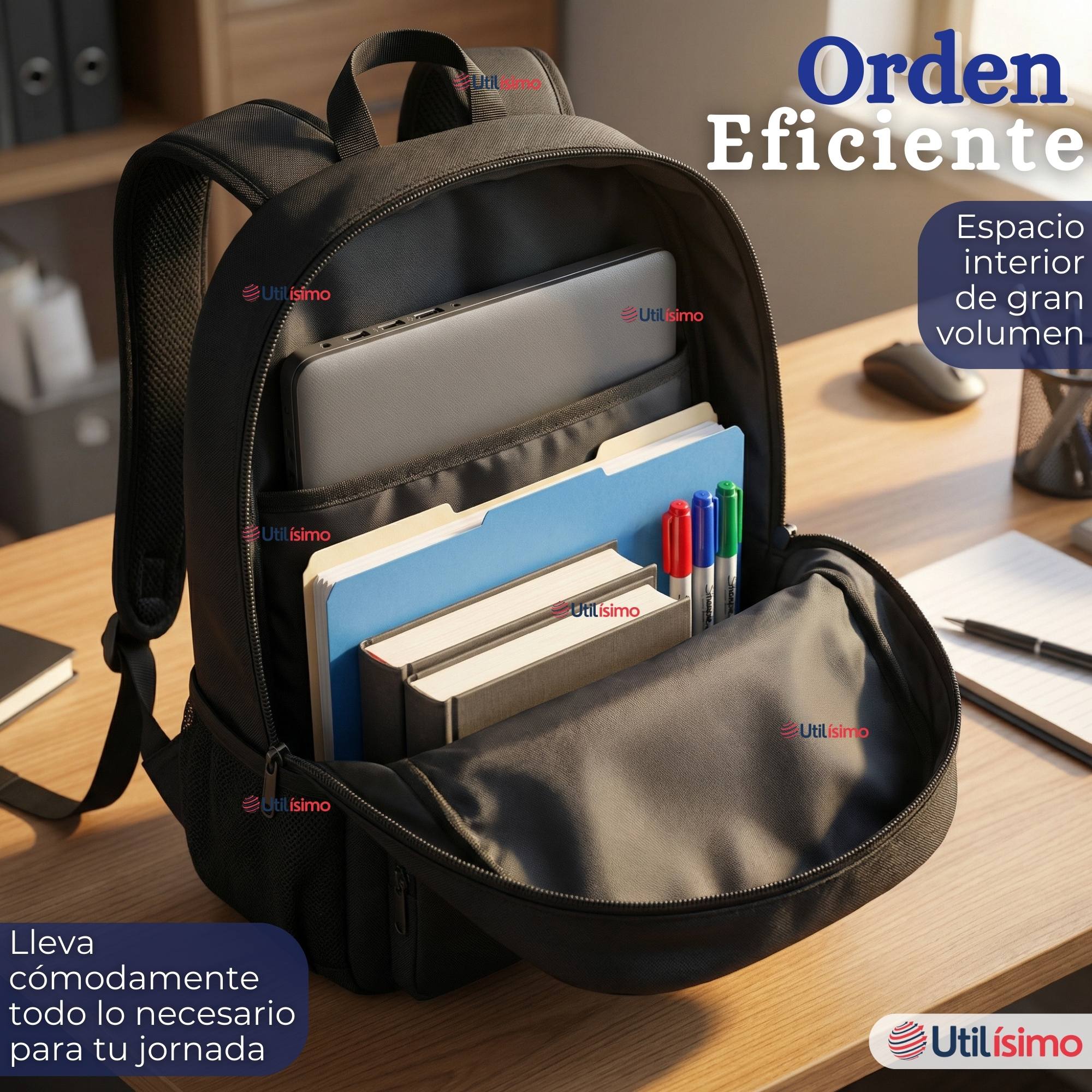 MOCHILA VIAJERA CABINA IMPERMEABLE RESISTENTE 44CM NEGRO 20L - 7