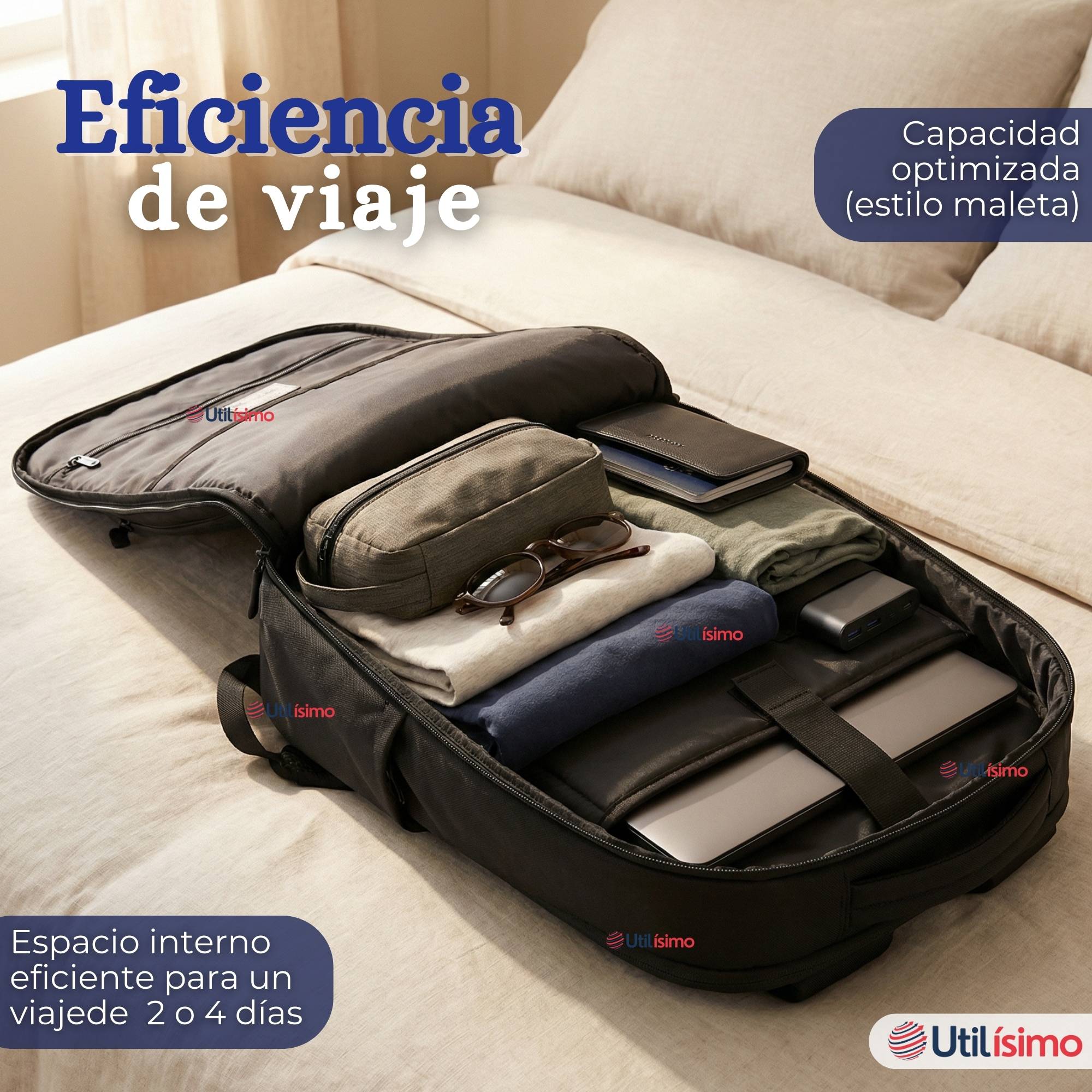 MOCHILA MULTIFUNCIONAL EJECUTIVA ESCOLAR VIAJE CABINA NOTEBOOK IMPERMEABLE RESISTENTE 48CM NEGRO 25L - 7