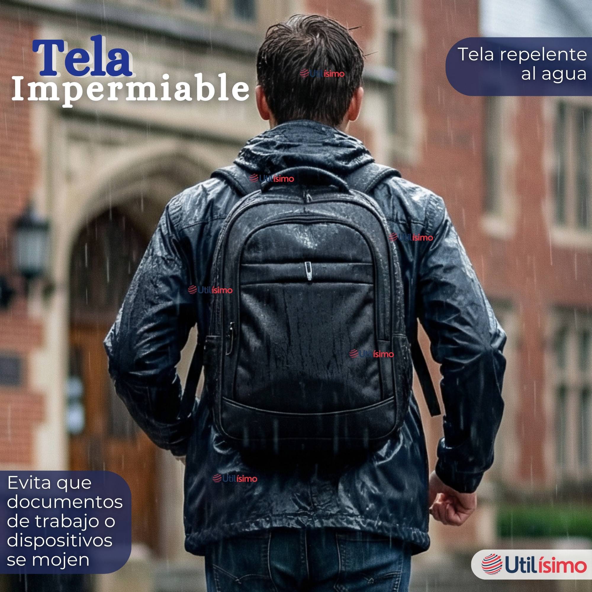 MOCHILA VIAJE CABINA IMPERMEABLE RESISTENTE NOTEBOOK 48CM NEGRO 25L - 8