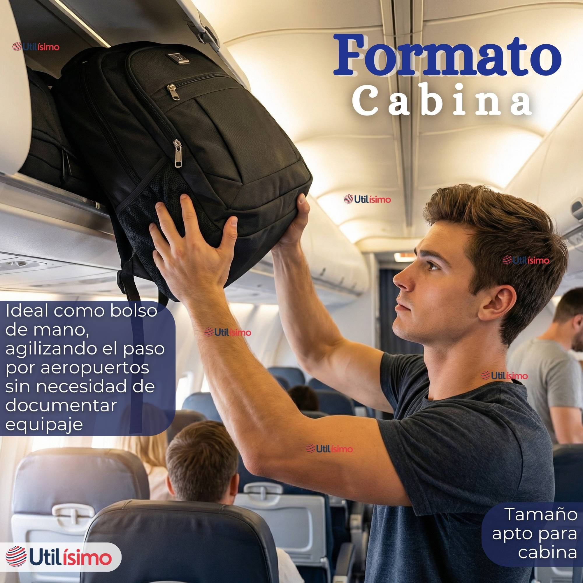 MOCHILA MULTIFUNCIONAL EJECUTIVA ESCOLAR VIAJE CABINA IMPERMEABLE RESISTENTE NOTEBOOK 46CM NEGRO 23L - 7