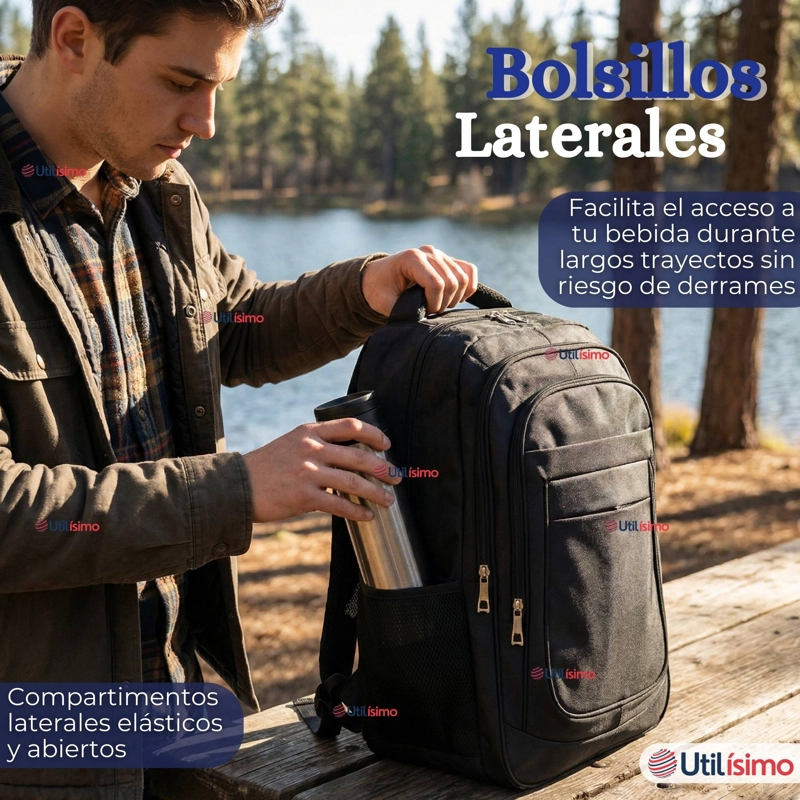MOCHILA JUMBO VIAJE CABINA IMPERMEABLE RESISTENTE NOTEBOOK 53CM NEGRO 28L - 3