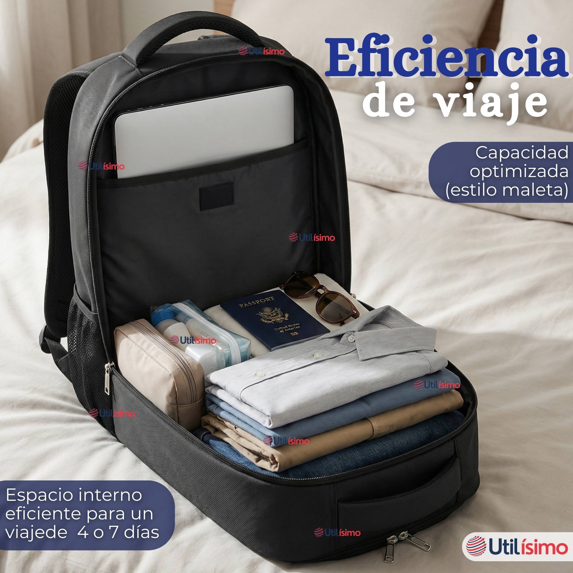 MOCHILA JUMBO VIAJE CABINA IMPERMEABLE RESISTENTE NOTEBOOK 53CM NEGRO 28L - 13
