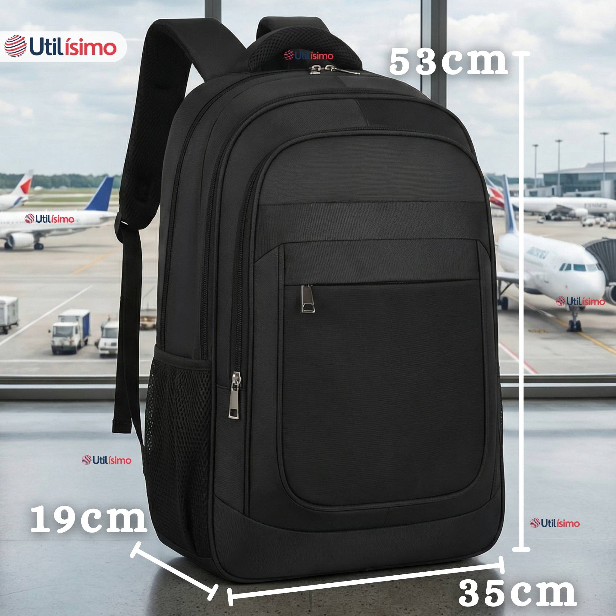 MOCHILA JUMBO MULTIFUNCIONAL VIAJE CABINA ESCOLAR EJECUTIVA IMPERMEABLE RESISTENTE NOTEBOOK 53CM NEG - 4