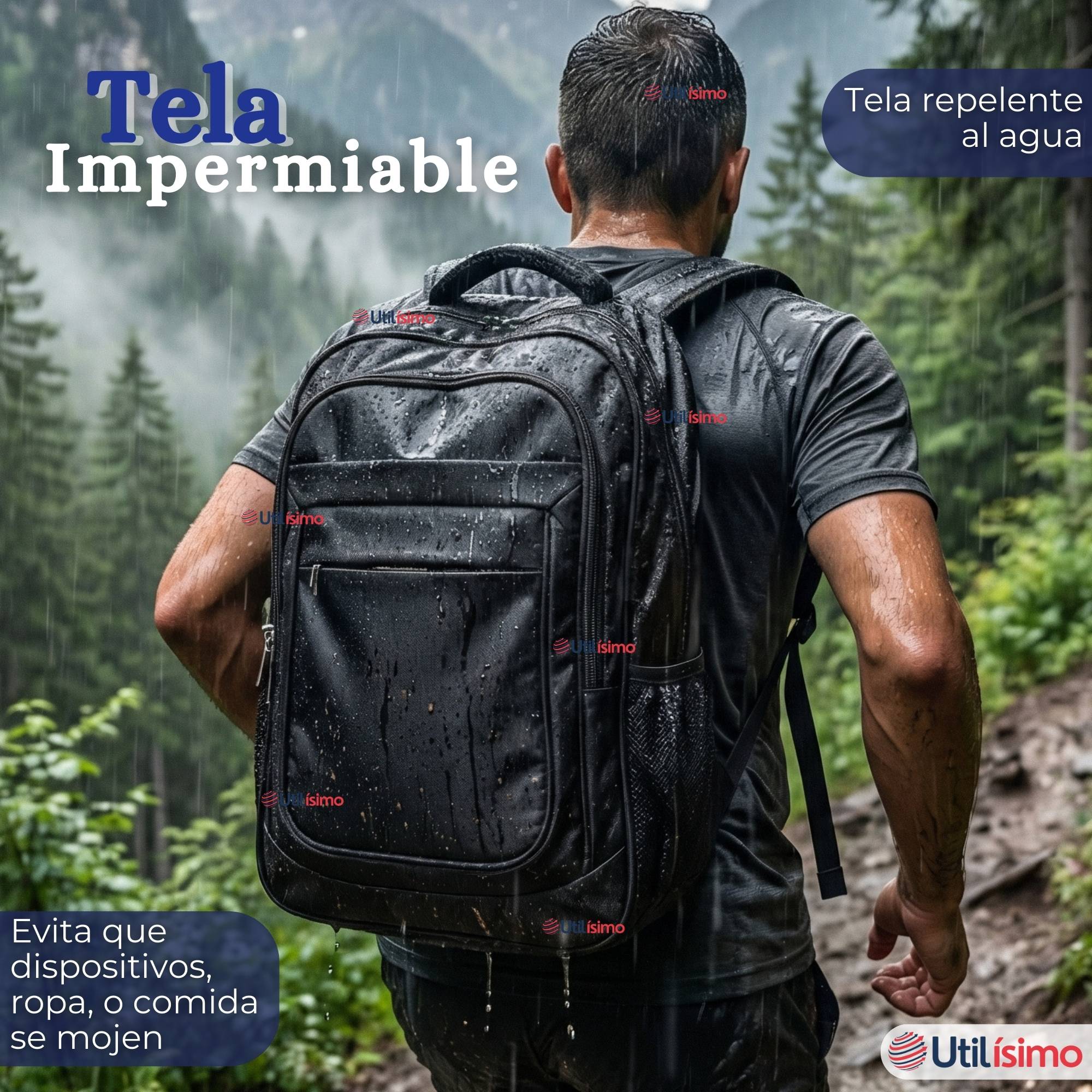 MOCHILA JUMBO MULTIFUNCIONAL VIAJE CABINA ESCOLAR EJECUTIVA IMPERMEABLE RESISTENTE NOTEBOOK 53CM NEG - 7