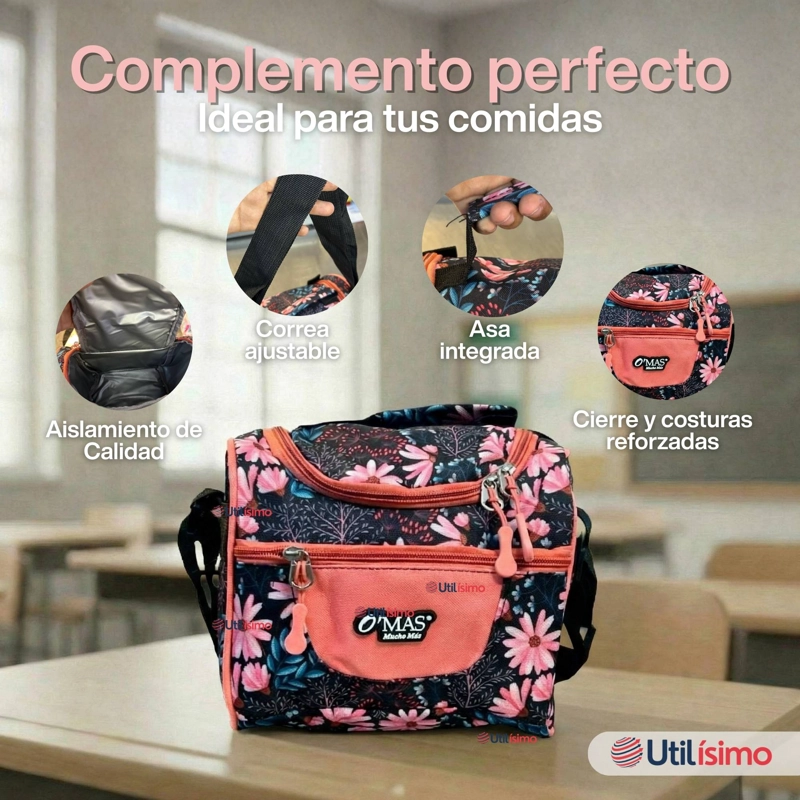 MOCHILA BOLSO ESCOLAR + ESTUCHE + LONCHERA 45CM NIÑA TELA OXFORD NIGHT BLOSSOM - 7